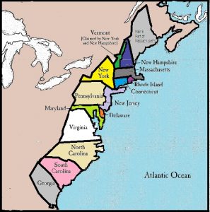 13 Colonies Map with Names- Original 13 Colonies on Map - Elimu Centre