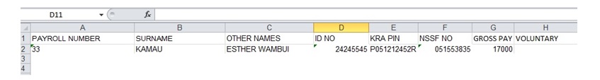 nssf format